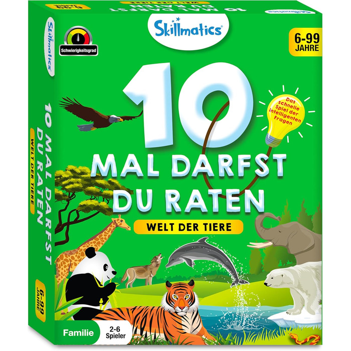 Карткова гра Skillmatics - 10 разів вгадай тваринний світ, подарунки для дітей від 6 років, чудова забава для подорожей та сімейни