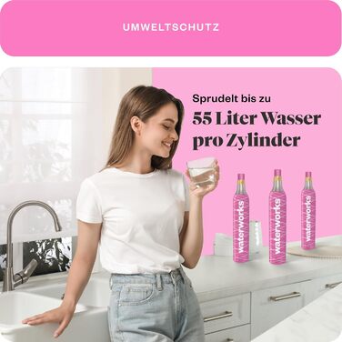 Водопровід Рожевий 3 шт. циліндр CO2 адаптер (підходить для Sodastream Quick Connect) Стартовий набір