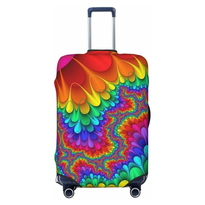Чохол для валізи Райдужний тай-дай - червоний принт, еластичний захист від подряпин та пилу, чорний, розмір 85