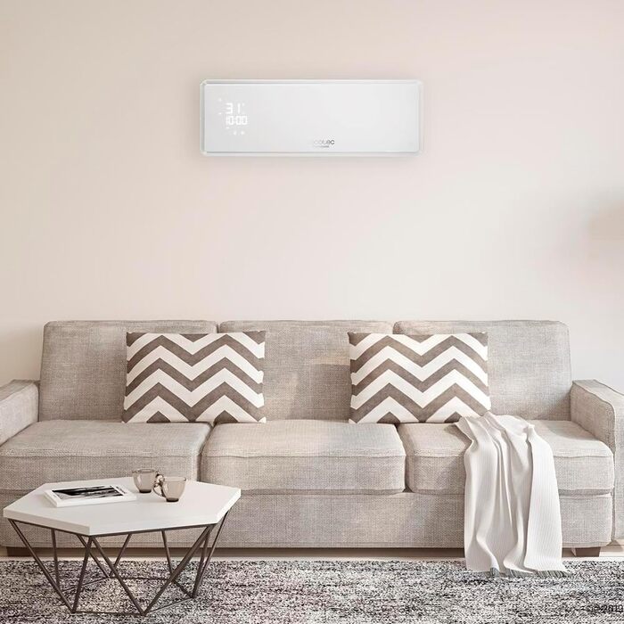 Керамічний настінний обігрівач Cecotec Ready Warm 5310 PowerBox зі світлодіодним дисплеєм та пультом дистанційного керування, 2000 Вт, 3 режими, 24-годинний таймер, коливання, IP23, монтажний комплект, площа покриття 20 м