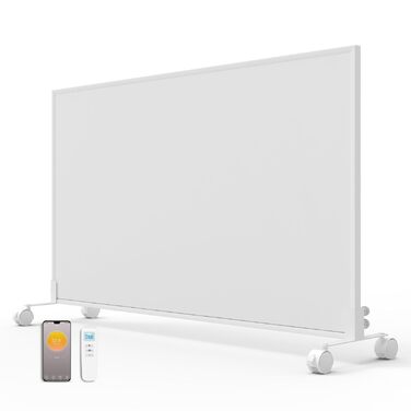 Інфрачервоний окремостоячий обігрівач - 900 Вт - Керування за допомогою застосунку, пульт дистанційного керування та термостат - Електричний обігрівач на ніжках та настінному кріпленні - Окремостоячий обігрівач на колесах - Захист від перегріву - Енергозб