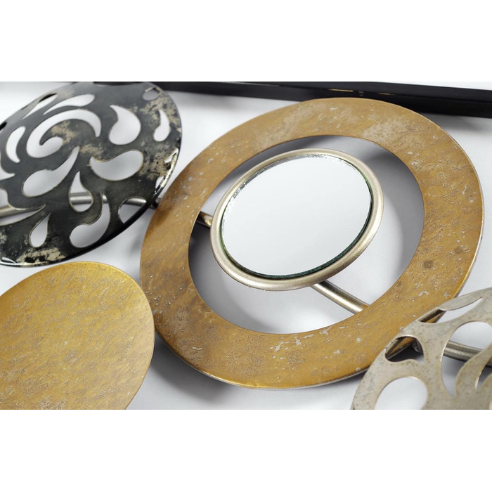 Металевий фотошпалери Kobolo настінне оздоблення металевий малюнок - з кільцями, колами та дзеркалами - 90x31 см