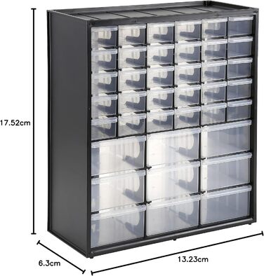Ящик для зберігання Stanley (з 39 шухлядами, розміри 36,5 x 43,5 x 15,5 см, підходить для настінного кріплення) 1-93-981, різнокол