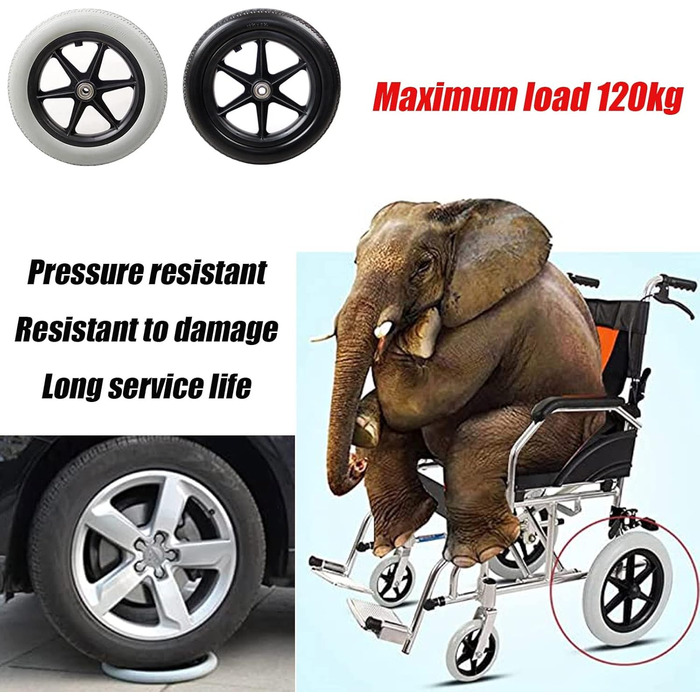 Ролики для інвалідних візків, 2 шт. и, поворотні ролики для задніх коліс інвалідних візків, запасні частини, універсальна посадка, шини не можна накачувати, змінні аксесуари для роликів, ролики для інвалідних візків чорні 30см-12дюймів