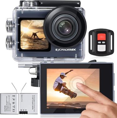 Підводна камера Exprotrek Action Cam 4K Водонепроникна 40M Ultra HD 20MP камера 170 Надширококутна Wi-Fi відеокамера Стабілізація EIS з двома акумуляторами 1350 мАг