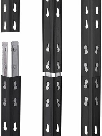 Поліжна система Rivet для важких умов експлуатації, антрацитово-сірий колір, 1 кутова полиця (180x90x45x64,5 см, 250 кг, 4 полиці з HDF) та 2 полиці без болтів (180x90x45 та 180x120x45 см, 250 кг)