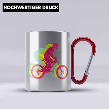 Тренд - Подарунок для гірського велосипеда, кружка з нержавіючої сталі, карабін, ідея подарунка для гірського байкера, дитячий карабін, кружка з нержавіючої сталі, карабін з нержавіючої сталі, чоловічі аксесуари з графікою, MTB Fun (червоний)