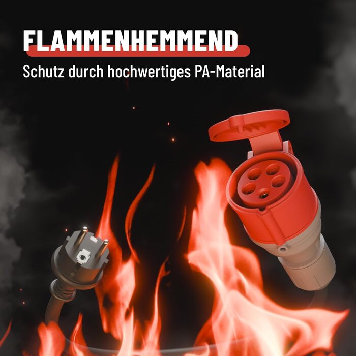 Перехідник ABSINA з вилки Schuko на розетку CEE 16A - Schuko на CEE як аксесуар для електромобіля - Schuko на CEE 16A 5-контактний з кабелем довжиною 60 см та захистом IP44 - кабель-адаптер 230 В 16 А