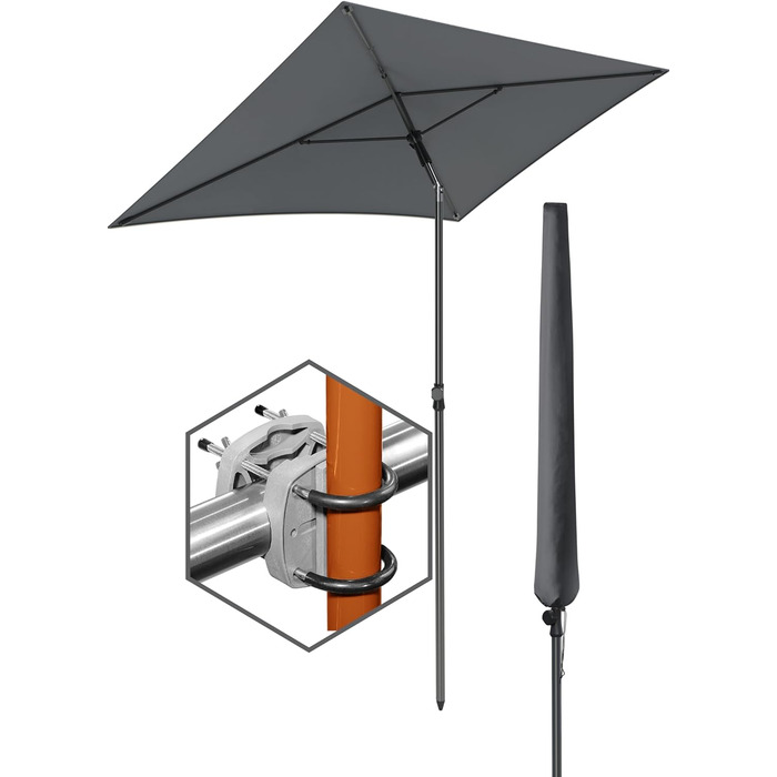 Парасолька 4smile Parasol Balcony SunnyShade Plus 200 x 125 см для захисту від ультрафіолету UV50 із захисним чохлом  антрацит