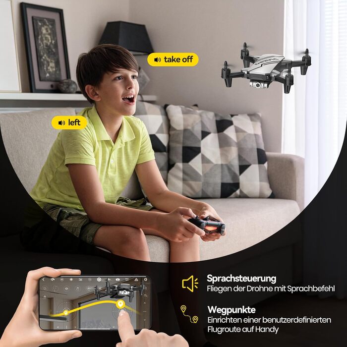 Дрон DEERC D20 з камерою HD 720P для дітей, складаний RC міні-квадрокоптер з FPV WiFi живою трансляцією, 2 батареї, тривалий час п