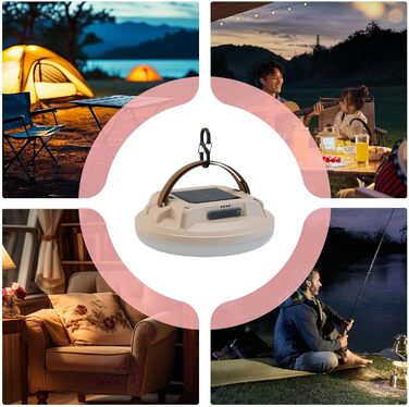 Сонячні ліхтарі для кемпінгу - Водонепроникні з 4 рівнями яскравості - Акумуляторний кемпінговий ліхтар - Для піших прогулянок, походів, нічної риболовлі, виживання та відключення електроенергії вдома, бежевий