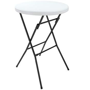 Складаний стіл Casaria Ø 72 см, круглий, міцний, садовий, висота 110 см, водовідштовхувальний, металевий, розкладний стіл, стіл для бістро, стіл для вечірки, барний стіл, пивний стіл, білий, комплект з