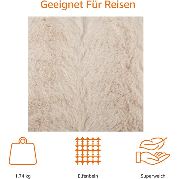 Ковдра зі штучного хутра Storeo Basics, без підігріву, кольору слонової кістки, 150 x 200 см