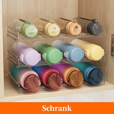 Тримач для пляшок Lifewit, що штабелюється, для шафи, морозильної камери, комори - пластиковий тримач для пляшок з водою для кухонної стільниці, шафи, офісу, кожна полиця вміщує 12 пляшок, 3-рівневий - 12 пляшок