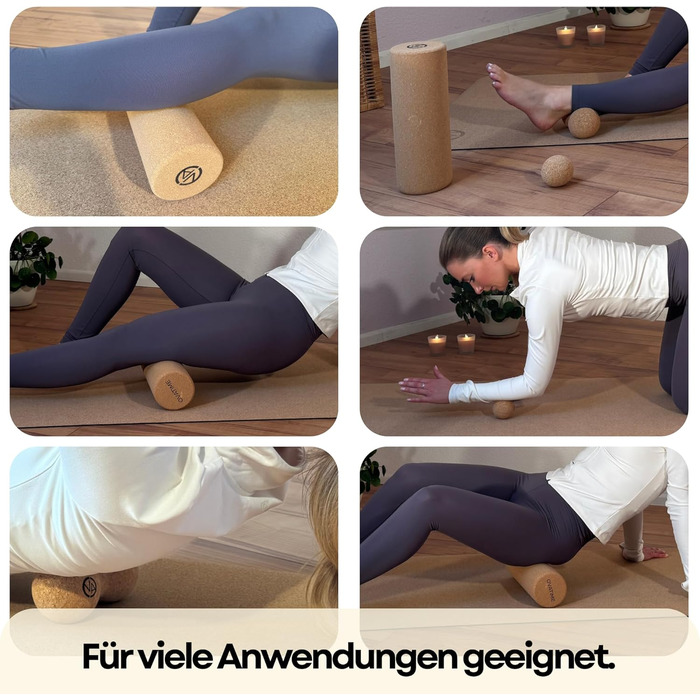 Набір для фасцій OVATIME з корку - фасційний валик 30 см x 10 см, Duoball 15 см x 7 см, фасційний м&39яч 6 см x 6 см - оптимальна підготовка до навантаження, сприяє швидкій регенерації, запобігає фасціальним спайкам