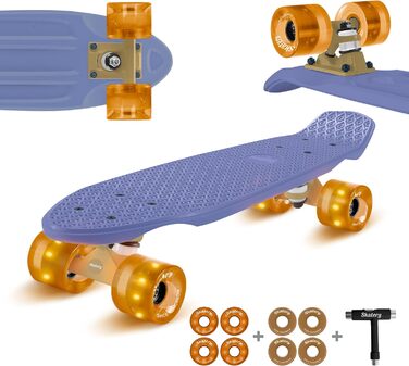 Прикольний професійний скейтборд для дітей, хлопчиків, дівчаток, підлітків та дорослих Fun Pro 22" Mini Cruiser Skateboard – Blue Gold