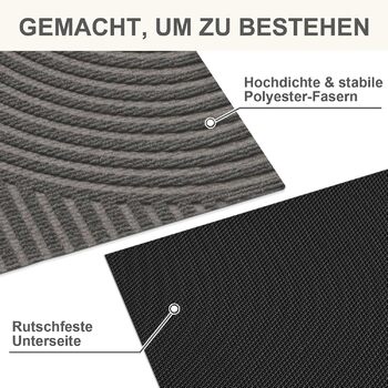 Килимок FEOMOS для внутрішніх/зовнішніх дверей 50x80 см, нековзний, брудозатримуючий килимок з абсорбуючою здатністю, миється та міцний, для вхідних дверей, коридору, балкону, кухні - сірий
