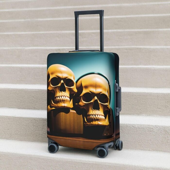 Чохол для валізи у формі черепа, міцний захист для багажу, підходить для валіз розміром 45,7 - 81,3 см, розмір XL, чорний, екстра-великий