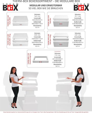 Модульна коробка THERM BOX від 14 л до 43 л, що розширюється, різних розмірів, пінопластова коробка-холодильник, коробка з підігрівом, багаторазова, 43M - 43 л
