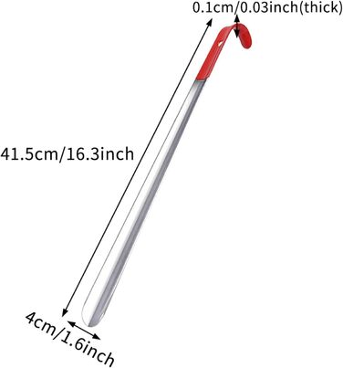 Ріжок для взуття з довгою ручкою, ріжковий ріжк для взуття з довгою ручкою, ергономічна форма, для чобіт і туфель, ручний помічник, петля для підвішування з нержавіючої сталі, ріжок, допоміжний інструмент портативний для подорожей