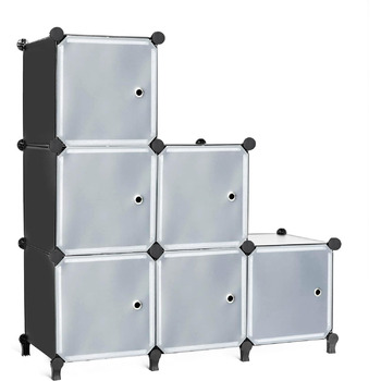 Модульний стелаж AWTATOS, 6 кубів, комбіновані полиці з дверима, багатофункціональна система полиць своїми руками для вітальні, спальні, ванної кімнати, чорний ULPZ008