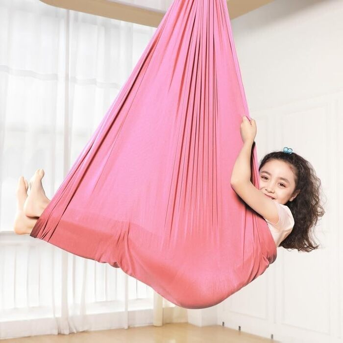 Універсальний надлегкий гамак для використання в приміщенні та на вулиці, вантажопідйомність 200 кг, дихаючий нейлон У комплекті 2 подовжувальні ремені, 1 високоякісний карабін, 1 монтажна пластина, 8 гвинтів (рожевий) Рожевий 280*150 см