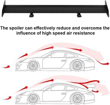 Задній спойлер, Автомобіль Заднє заднє крило Алюмінієвий сплав Задній спойлер Заднє оздоблення Задній спойлер універсальний для двокамерних автомобілів (чорний)