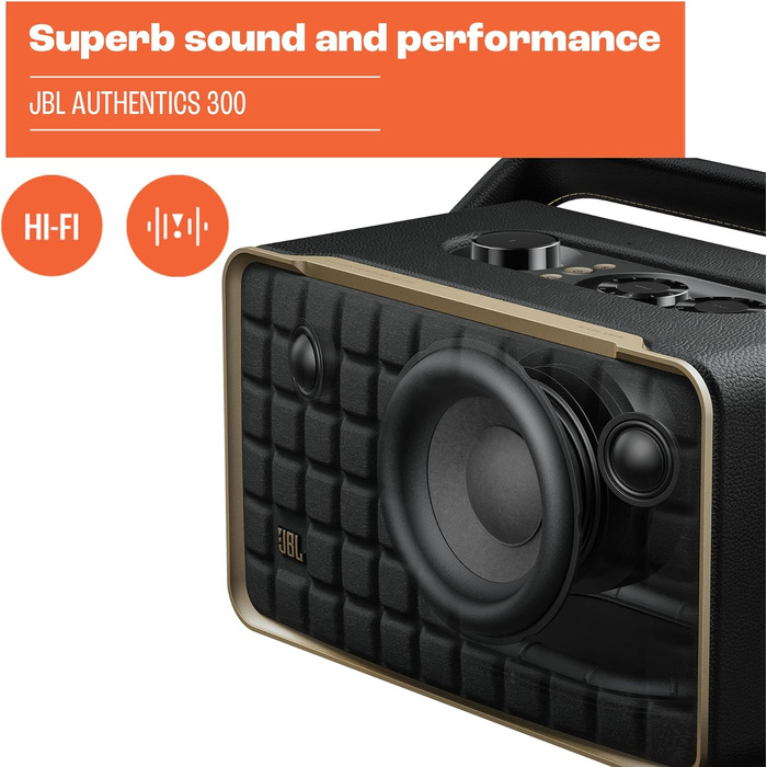 Портативна колонка для розумного будинку JBL Authentics 300 - Bluetooth-бокс з ретро-дизайном 70-х років - з Google Assistant, Ale