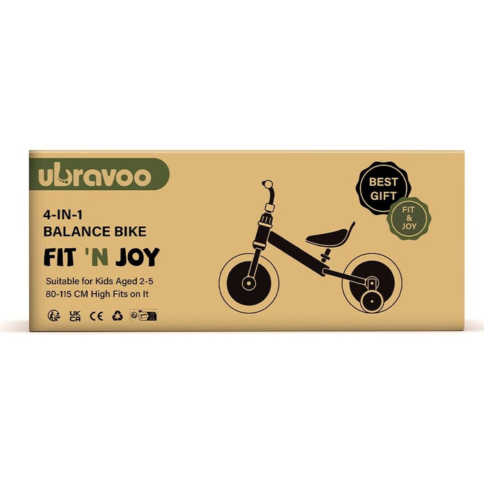 Дитячі велосипеди UBRAVOO Fit 'n Joy, дитячий велосипед-балансир 4-в-1 з педалями та навчальними колесами, дитячий велосипед-трици
