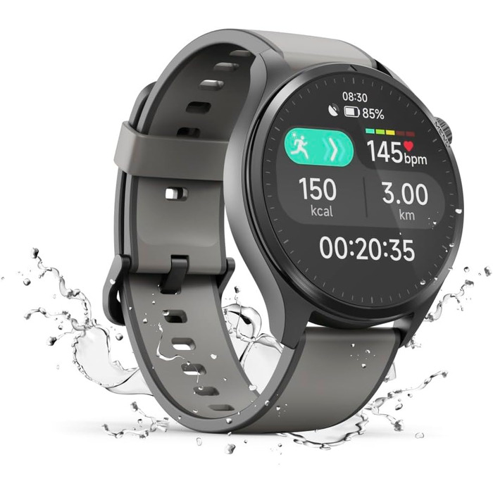 Розумний годинник Hama (сховище музики, кольоровий AMOLED-дисплей 1,43 дюйма, скло Panda Glass, GPS, функція телефону, водонепроникність, WhatsApp, голосовий помічник, трекер сну, 110 спортивних режимів, крокомір, пульсометр тощо) чорний