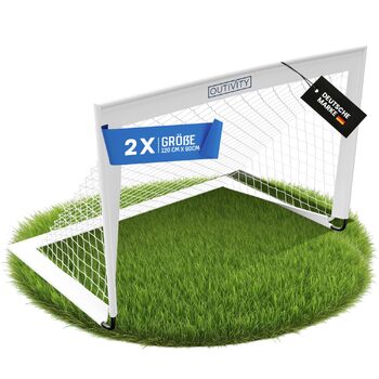 Дитячі футбольні ворота, комплект з 2 шт. , білі, без перешкоди, кожні 120x90 см, включаючи 82 кілочки та сумку для перенесення, висувні футбольні ворота для дітей садівничого віку