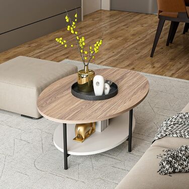 Журнальний столик Fredericia, овальний стіл для вітальні, приставний столик, під дуб, білий диванний столик з нижньою полицею