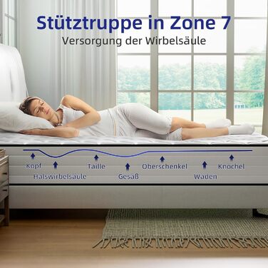 Матрац Memory Cotton AquaFlex 7-зонний 90x200 см, висота 25 см, рівень жорсткості H3, ергономічний матрац для дорослих та дітей - знімає тиск, тихий, дихаючий 90*200