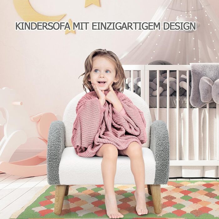 Дитяче крісло COSTWAY для малюків, дитячий диван з м'якою спинкою, дитяча кушетка дитяче крісло для дитячої кімнати, ігрової кімна