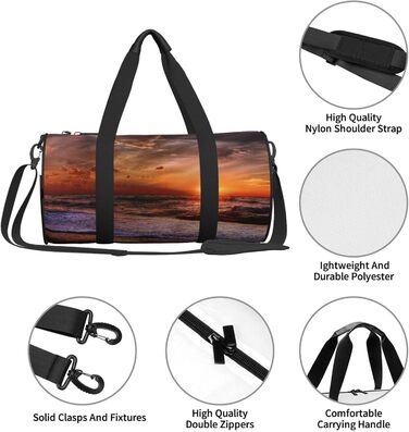 Спортивна сумка, дорожня сумка, пляжна сумка, принт Морський схід, помаранчевий колір, чорний колір, універсальний розмір, сумка на ніч