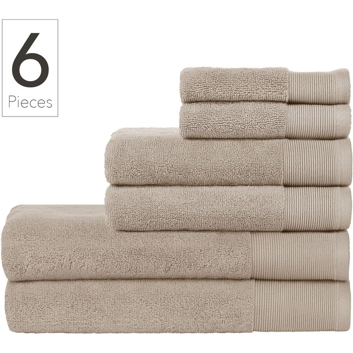 Бавовняний махровий набір рушників з 6 частин 2 банних рушники, рушники для рук та фланелі, 608 г/м, надзвичайно м'які, поглинаючі