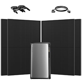 Універсальна балконна електростанція потужністю 1800 Вт з накопичувачем 1920 Втгод, ECOFLOW STREAM Ultra з 4 MPPT, повний комплект аксесуарів, 4 x 450 Вт JASolar повністю чорного кольору двосторонні сонячні модулі, Plug & Play (0 ПДВ) Ultra450 Вт*4