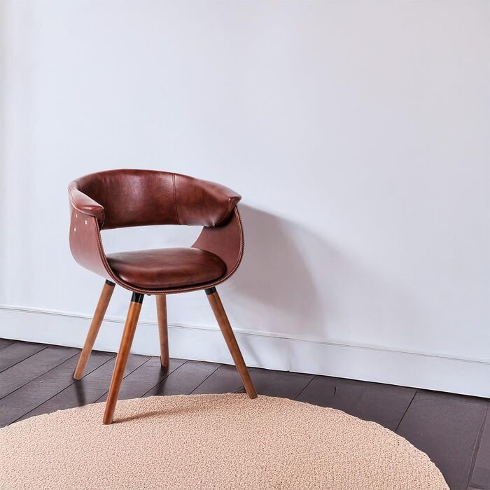 Крісло Kare Design Monaco Nougat, коричневе, 72x58x47 см, обідній стілець, імітація шкіри, ніжки з бука, для їдальні