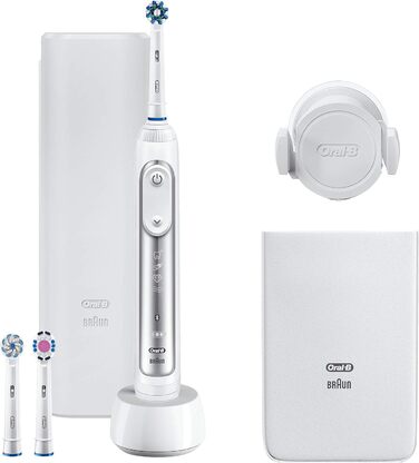 Електричні зубні щітки Oral-B 8200W ротаційні/осцилюючі білі, сріблясті