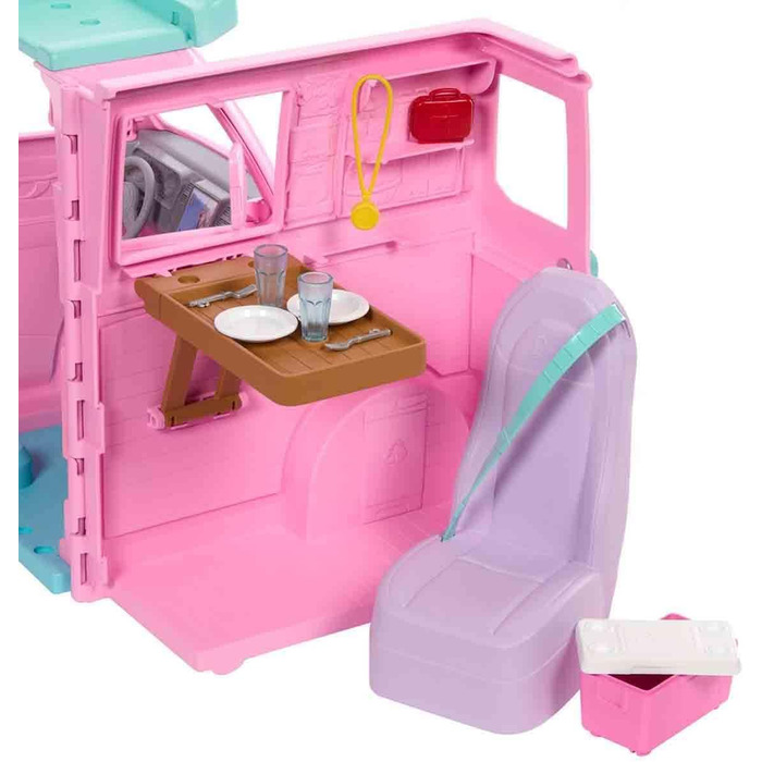 Ігровий набір Barbie Dreamland Road Adventure кемпер з 4 ігровими зонами, кухнею, ліжком, багаттям, собакою та 20 аксесуарами, JMK45