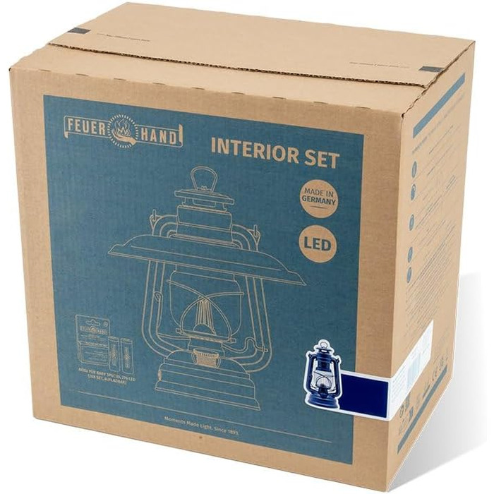 Комплект інтер&39єру Feuerhand, кобальтово-синій ліхтар Baby Special 276 LED рефлекторний абажур 2 літій-іонні батареї Теплий білий колір, регульована яскравість, до 18 днів роботи Для використання в приміщенні та на вулиці Безвідблискове, атмосферне світ