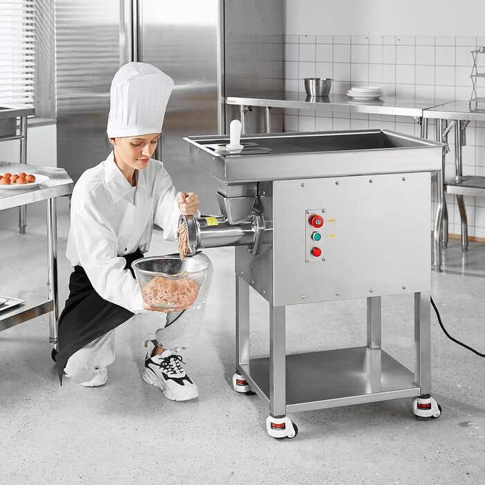 Професійна електром'ясорубка VEVOR 2200 Вт, продуктивність 9,98 кг/хв, з набором ножів та решіток, м'ясорубка з нержавіючої сталі для ресторанів та м'ясних лавок