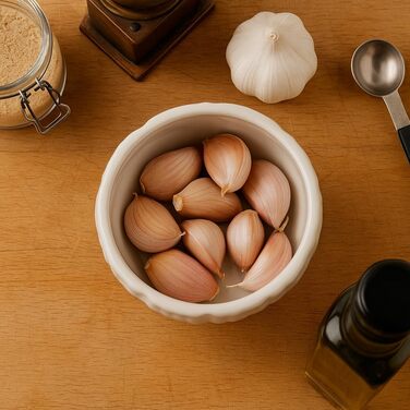 Керамічна банка для часнику з вентиляцією - контейнер для зберігання часнику, цибулі та спецій - контейнер для часнику 13 x 13 x 14 см - сучасне кухонне сховище