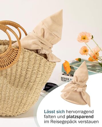 Жіночий капелюх Comhats з широкими полями, захист від сонця UPF 50, складний, літній пляжний капелюх, бавовна/льон 69045бежевий блискуча нитка, розмір M