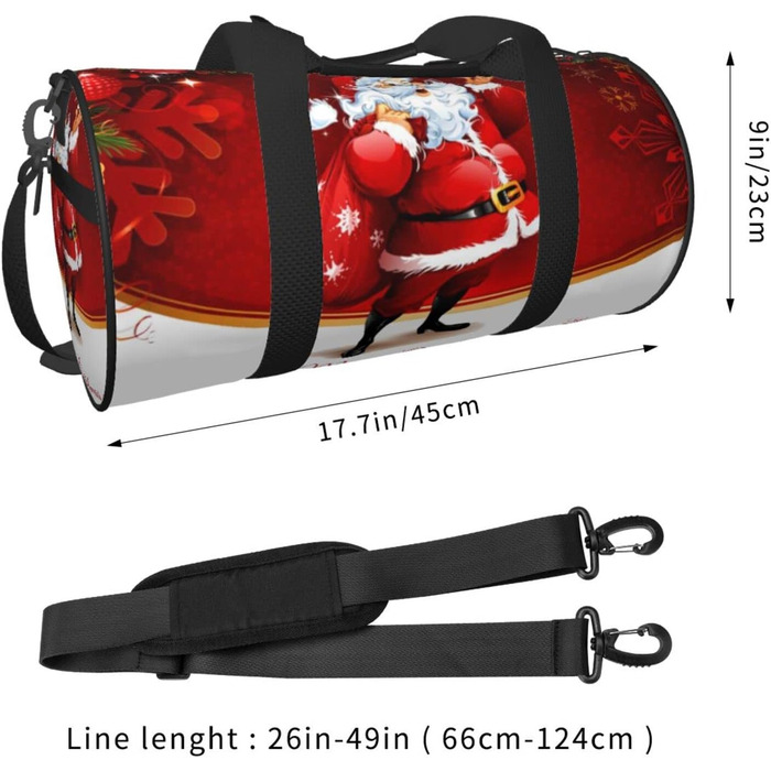 Яскрава спортивна сумка для подорожей з різдвяним дизайном Санта з подарунком. Ідеально підходить для чоловіків та жінок як спортивна сумка, дорожня сумка або сумка для пляжу.