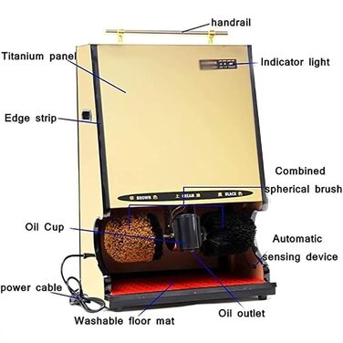 В 1 повністю автоматична полірувальна машина для взуття, порошок, полірування та блиск, 3 функції, полірувальна машина для взуття з інфрачервоним датчиком з подвійною комбінованою щіткою для сім'ї, готелів, банків, комерційних, 3