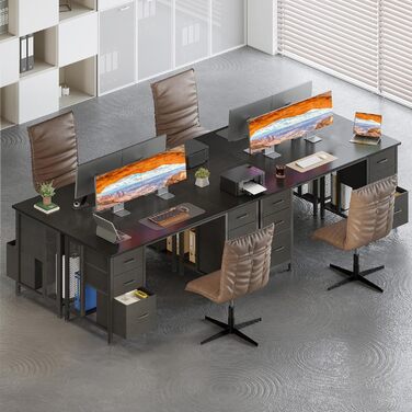 Комп&39ютерний стіл Coleshome з 6 шухлядами, 160x52 см, ПК стіл з полицями для домашнього офісу, чорний Чорний 160x52 см