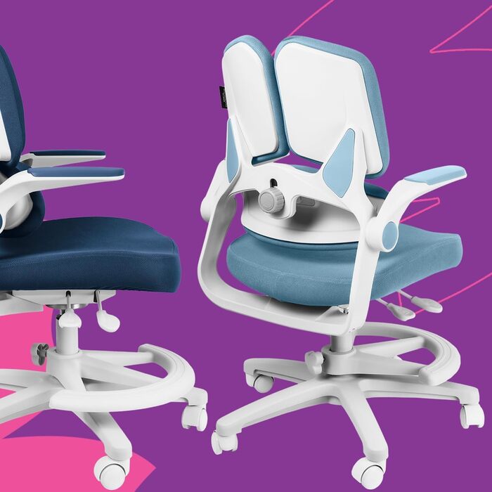 Ергономічне дитяче крісло Spacetronik з підставкою для ніг, регульована по висоті дитяче крісло 110-180 см, трисекційна спинка, регульовані підлокітники, 5 фіксуючих коліщаток, сірий колір