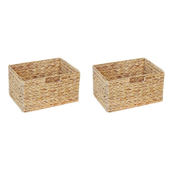 Комплект із 2 кошиків Billy з полицями / 36 x 25 x 20 см / Виготовлено з натурального водяного гіацинта / Складаний плетений кошик, полиця-коробка, коробка для зберігання, кошик-шафа, розбірний та дуже стійкий