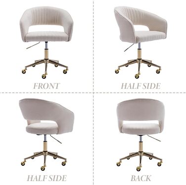 Регульоване офісне крісло Chairus з шенілу для домашнього використання, обертове комп&39ютерне крісло, сучасне туалетне крісло, письмове крісло з відкритою спинкою (бежевий)